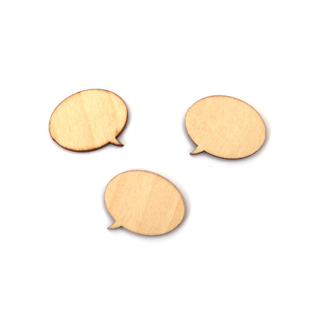 Forme creative din lemn natural în formă de bulă de dialog – 30x25x3 mm – Set 20 bucăți asortate – ideale pentru craft, scrapbooking și decorațiuni DIY personalizate