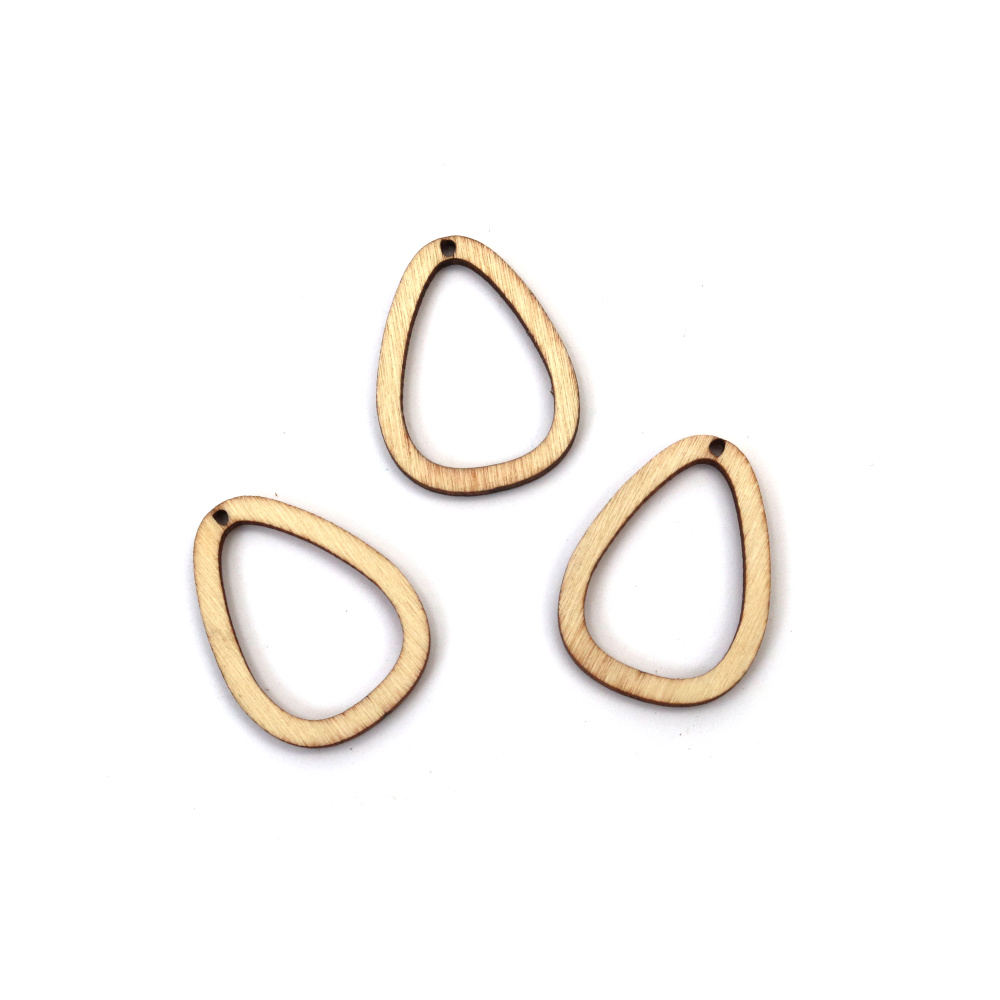 Pandantive lacrimă din lemn natural, 30x23x3 mm, set 20 buc. – perfecte pentru bijuterii handmade, hobby creativ și decorațiuni DIY