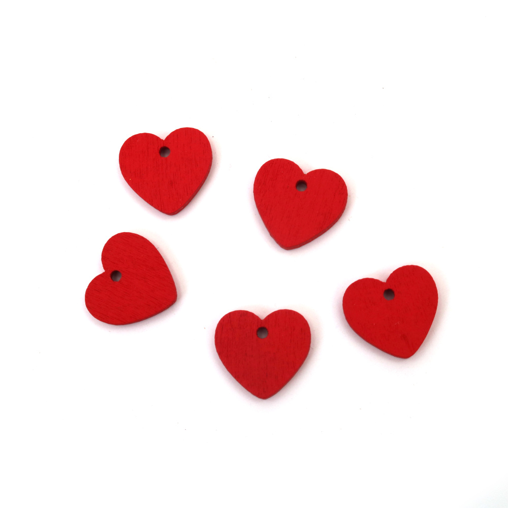 Pandantive inimă din lemn roșu – 18x17x3 mm (Set de 20) – perfecte pentru proiecte DIY romantice, ambalarea cadourilor și decorațiuni handmade