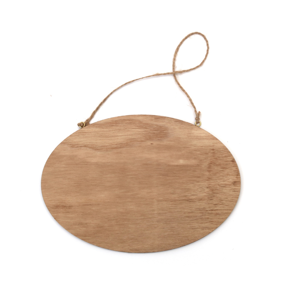 Natural Wooden Oval Hanging Sign – 140x200x3 mm with String – Ideal for Custom Messages, Creative Crafts & Wall Décor