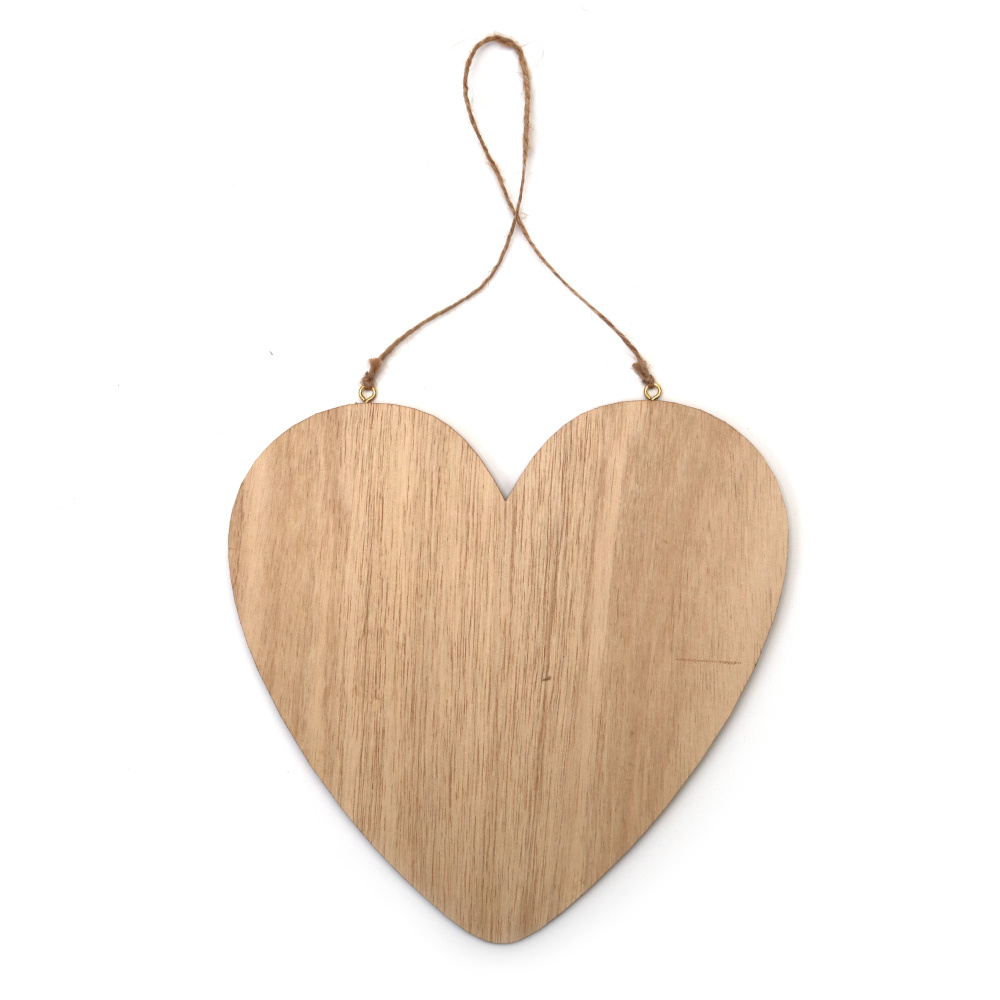 Lovely Wooden Heart Plaque with String – Natural Finish – 140x200x3 mm – Great for DIY Signs, Gift Ideas & Creative Decorations