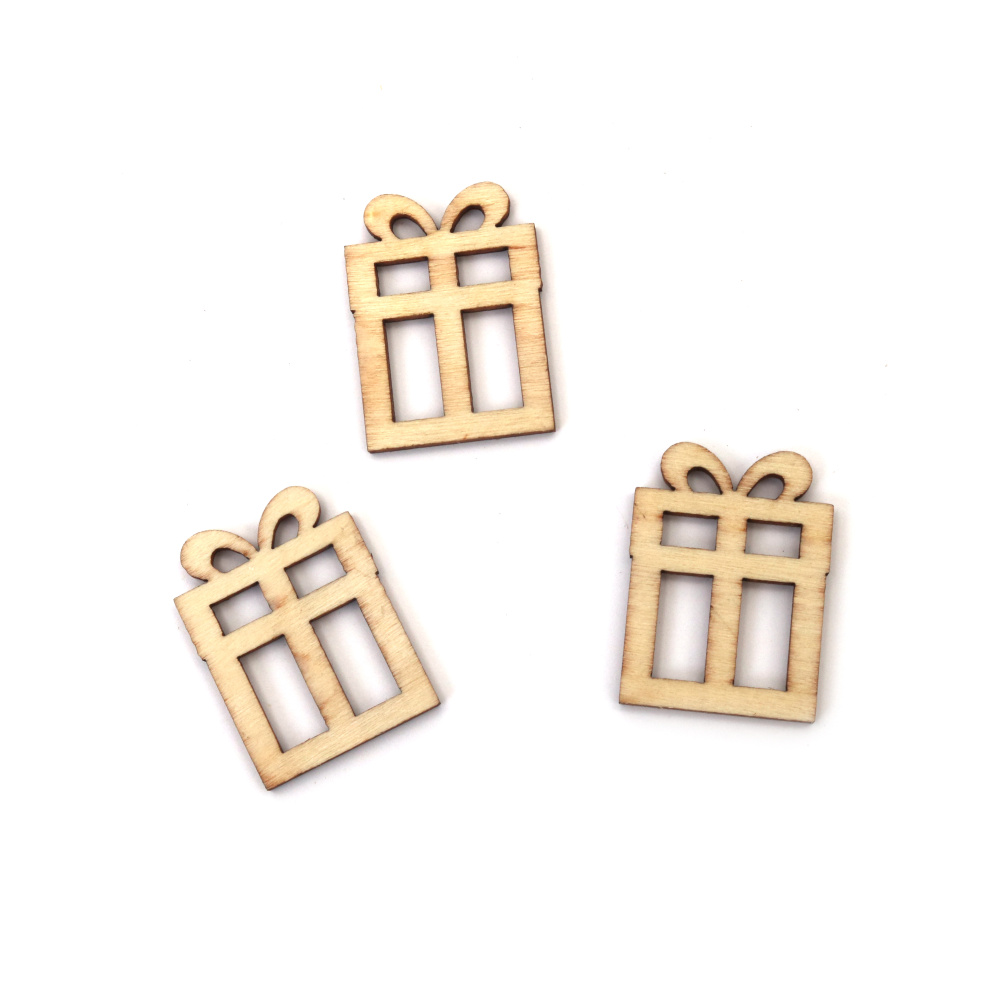 Fermecătoare figurine cadou din lemn natural 30x22x3 mm – set de 20 pentru hobby, DIY și decorațiuni de sărbători