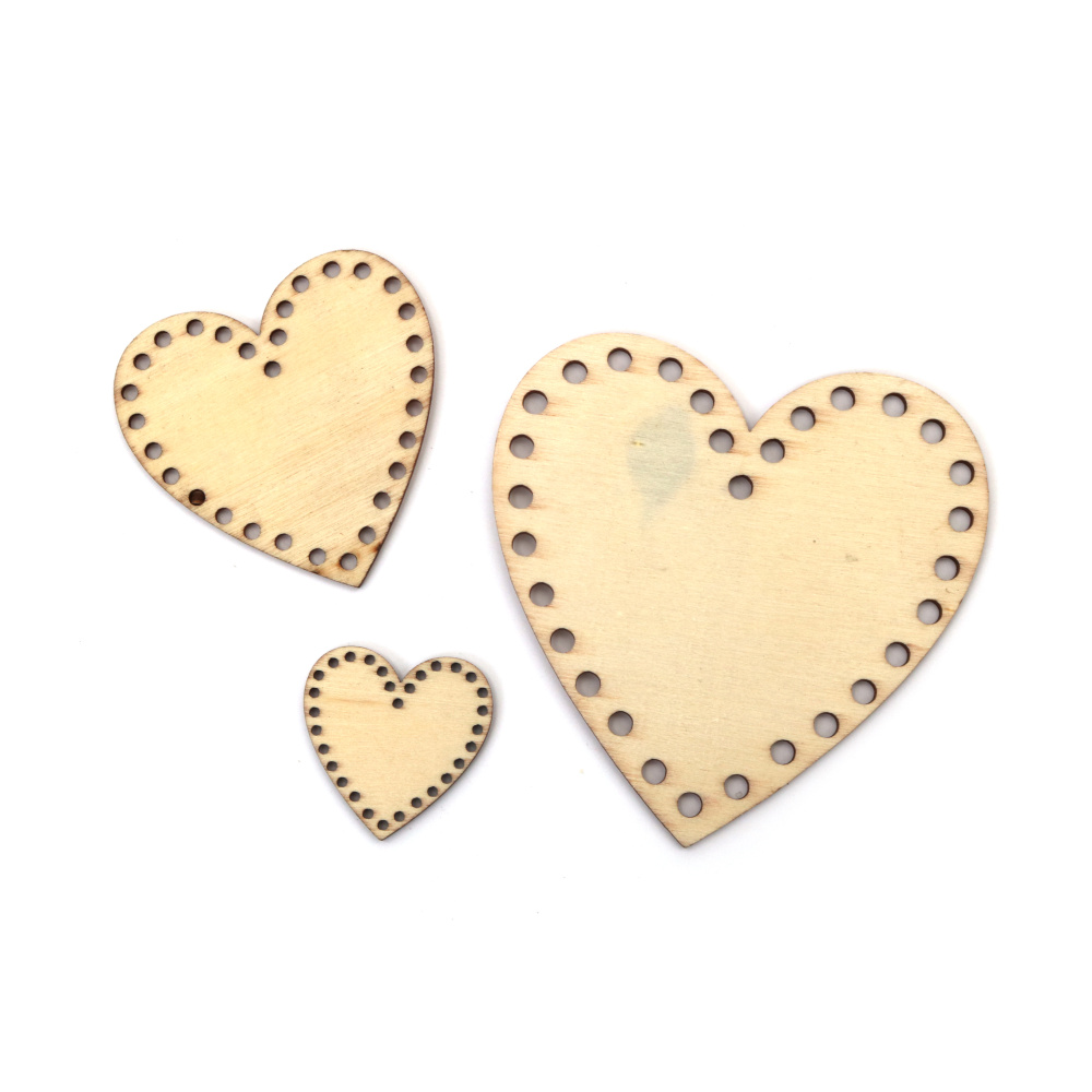Set Baze Inimă din Lemn 3 mm – 3 mărimi (35, 60, 90 mm), ideal pentru proiecte DIY/craft, pictură și cadouri personalizate
