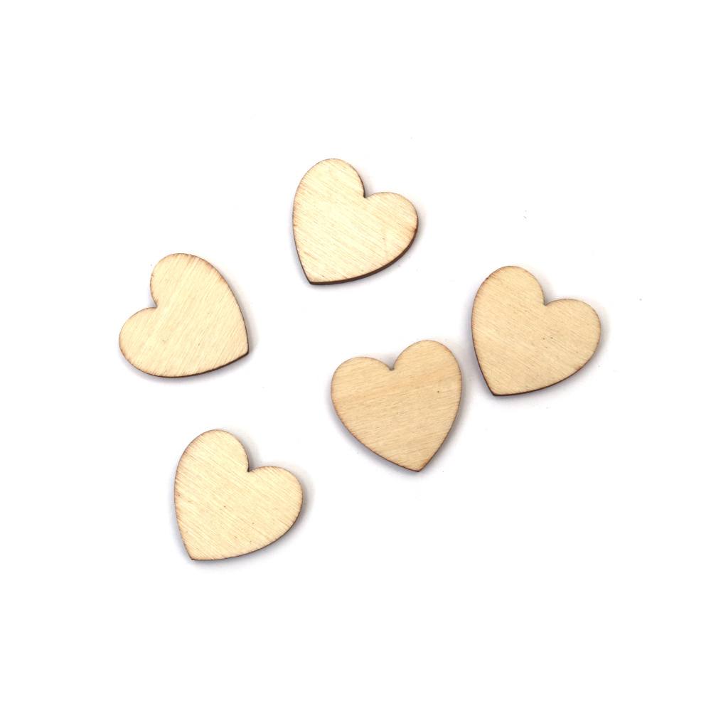Inimioare drăguțe din lemn natural 20x3 mm – set de 20 pentru crafturi romantice, cutii cadou și decorarea felicitărilor