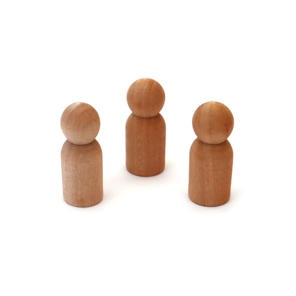 Adorabile figurine tip păpușă din lemn natural 34 x 13 mm – Set de 3 pentru miniaturi, pictură și proiecte DIY de craft