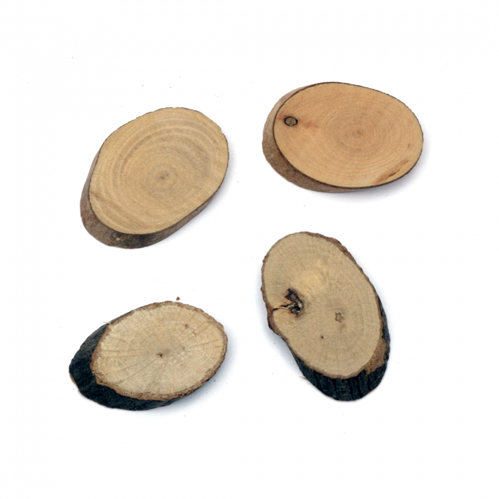 Oval Wooden Slices 20x30x5 mm - 20 pieces