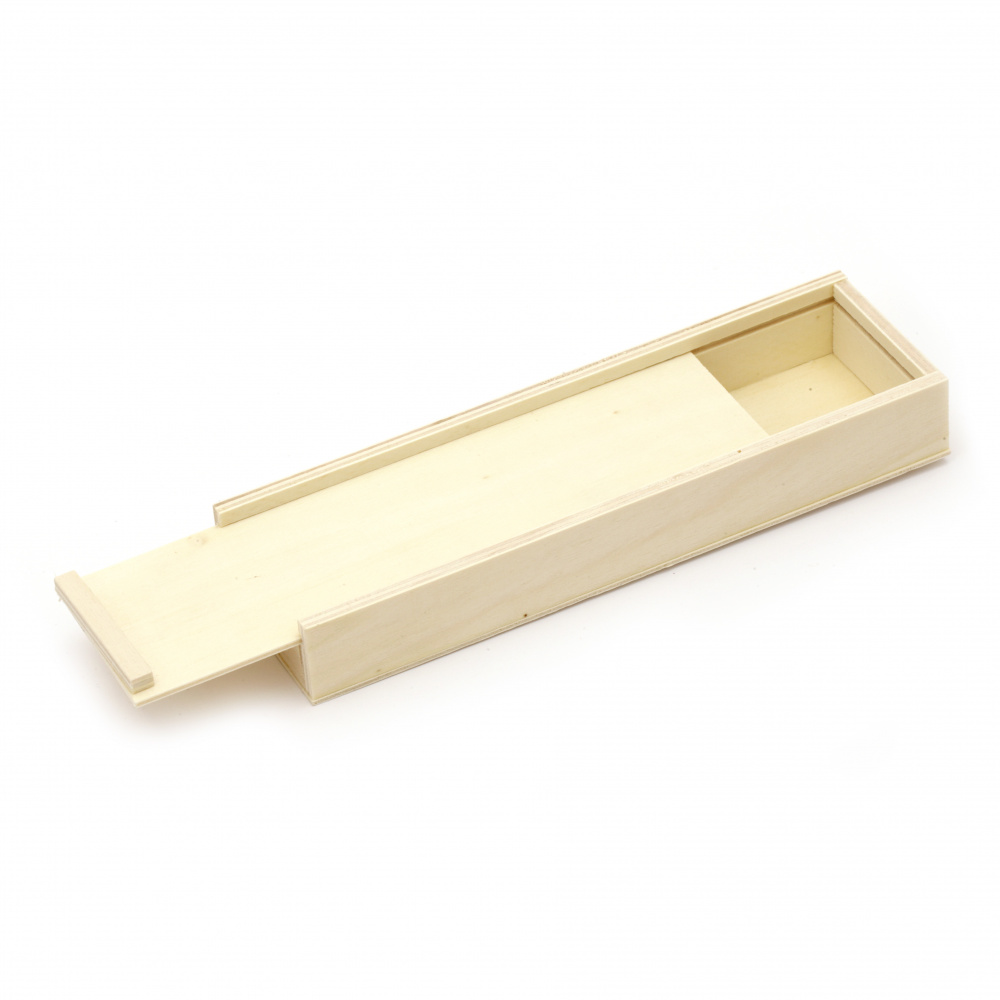 Wooden box for pencils 200x60x22 mm  with sliding lid color white