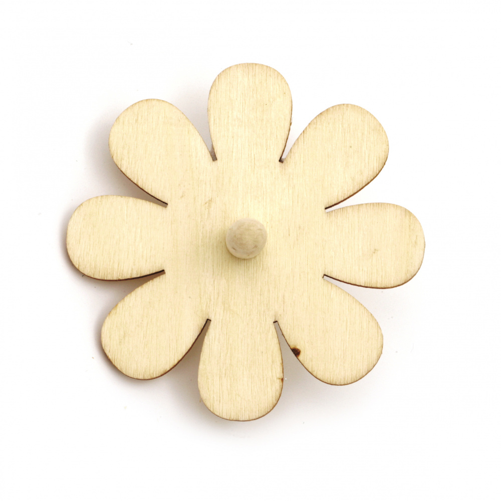 Wooden whirligig 70x3 mm white flower