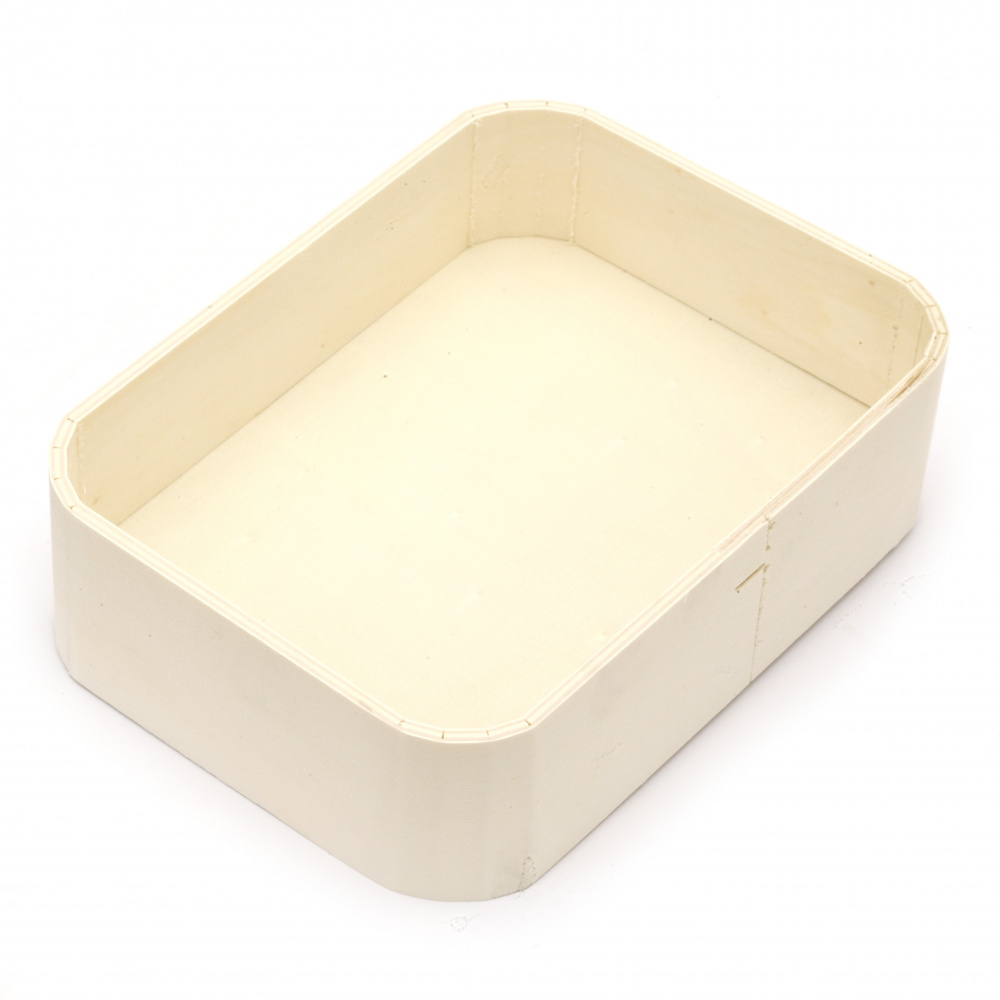 Wooden box with rounded corners without lid 215x157x60 mm color white