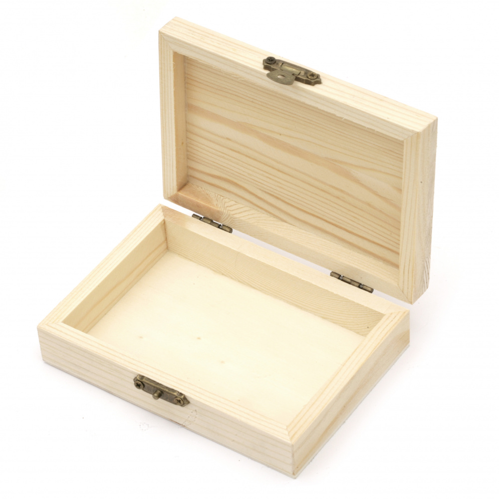 Unfinished Wooden Box with metal clasp123x85x33 mm white