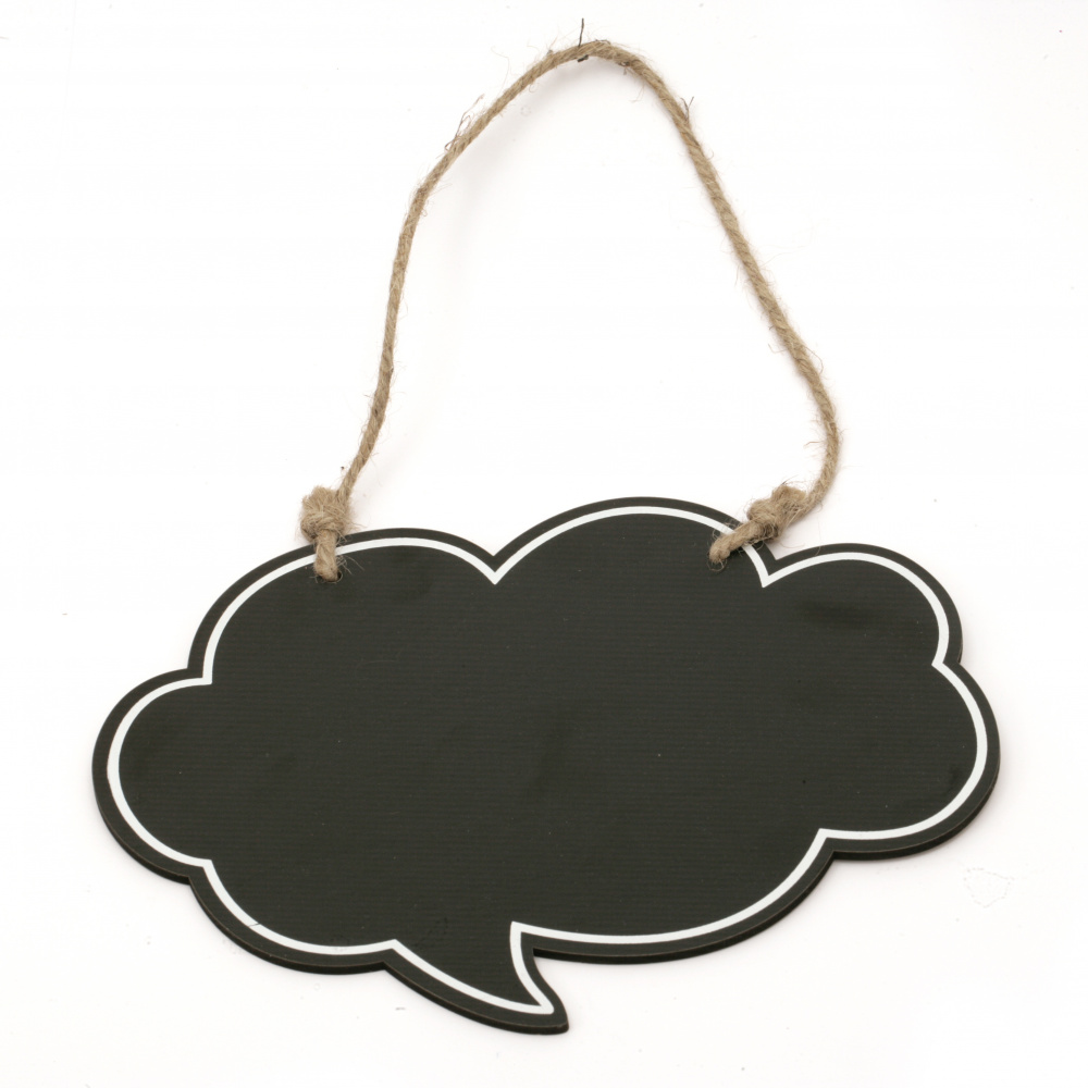 Wooden Cloud Sign with Natural Cord / Blackboard / 200x150x3 mm