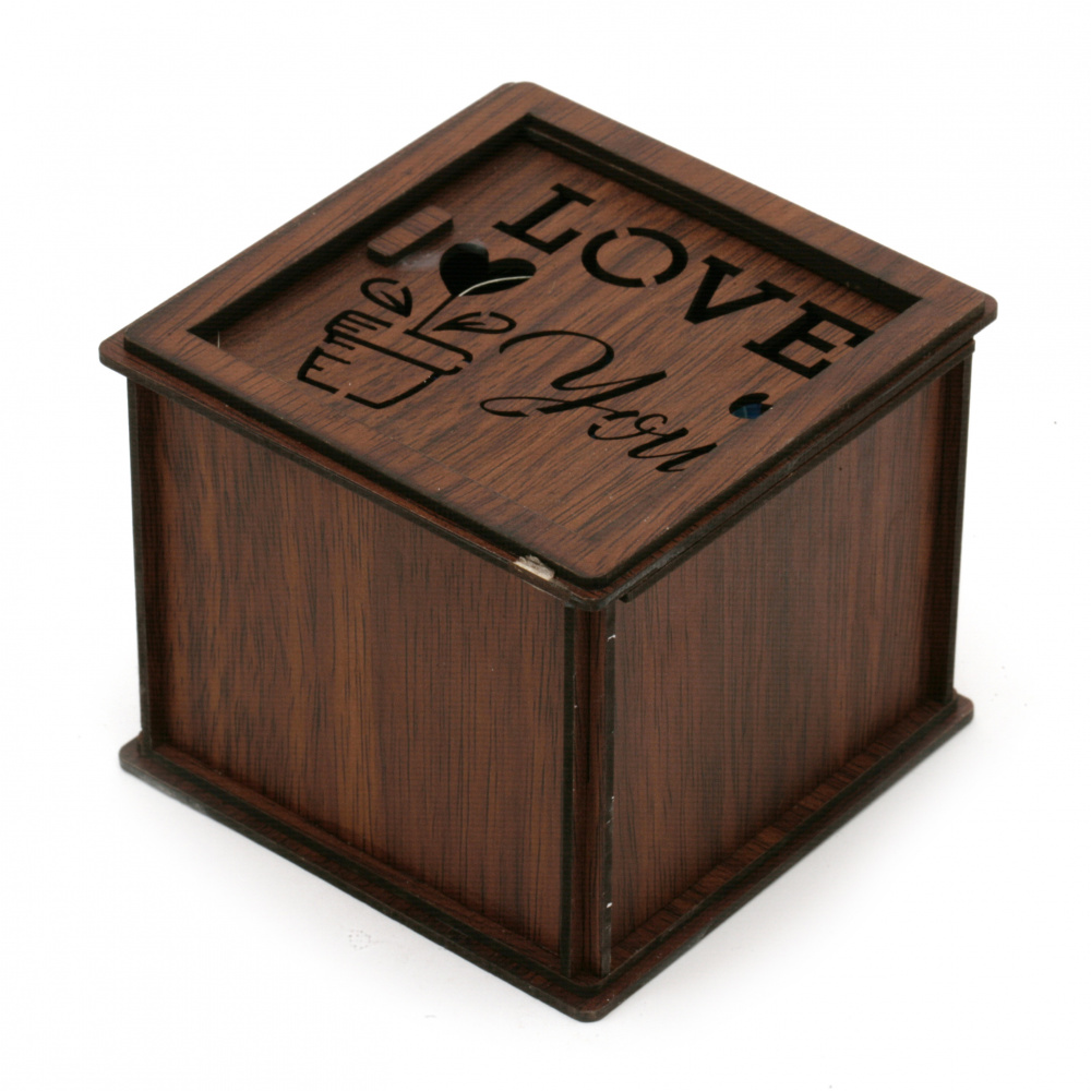 ξύλινο κουτί για σουβενίρ με τριαντάφυλλο 78x92 mm επιγραφή LOVE for you