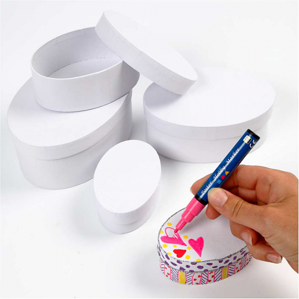 Oval Cardboard Box CREATIV /  12x5 cm / White - 1 piece