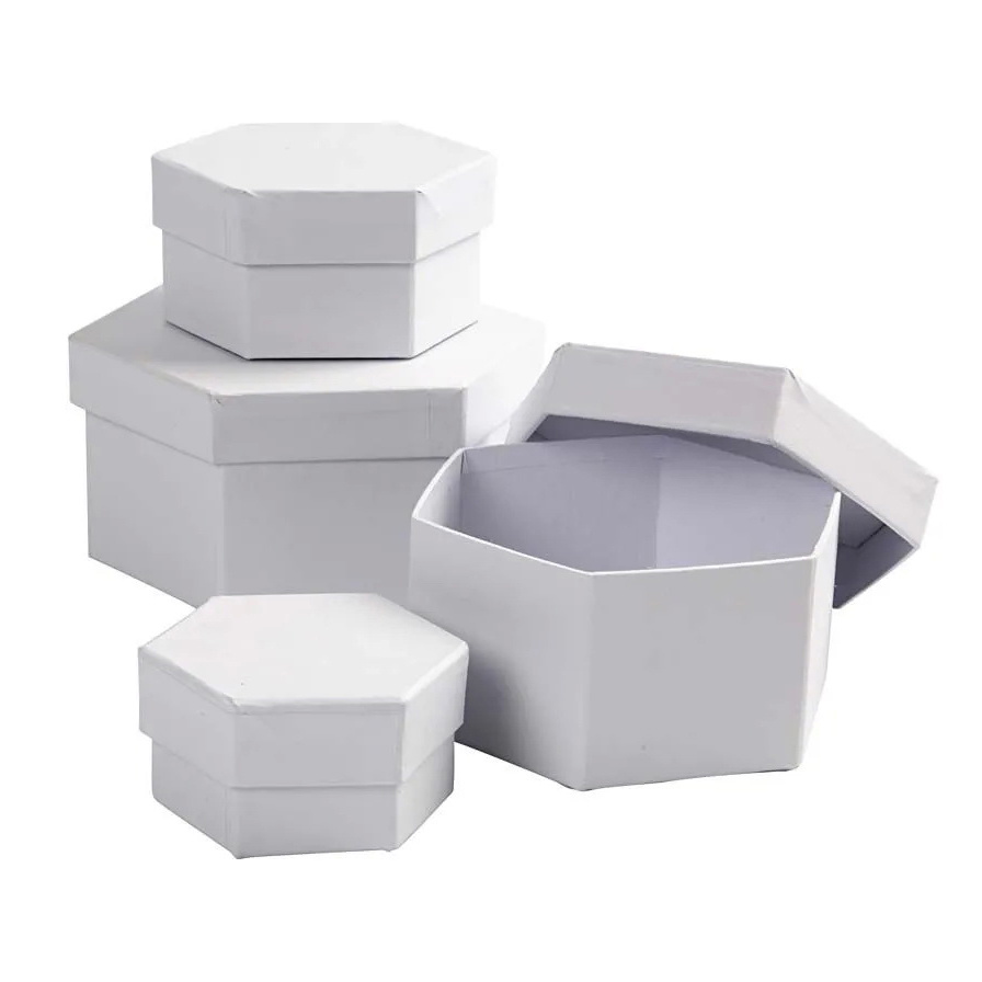 Εξάγωνο κουτί από χαρτόνι 6,5x4 εκ. CREATIV χρώμα λευκό -1 τεμάχιο