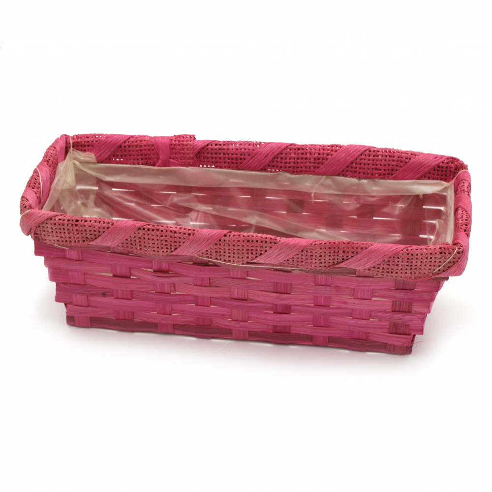 Planter with Nylon Liner, 250x115x90 mm, Woven, Pink Color