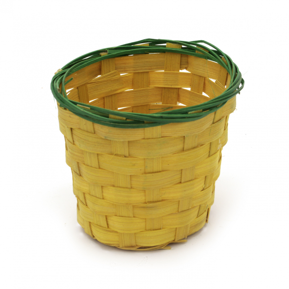 Woven Planter, Yellow and Green, 95x90 mm