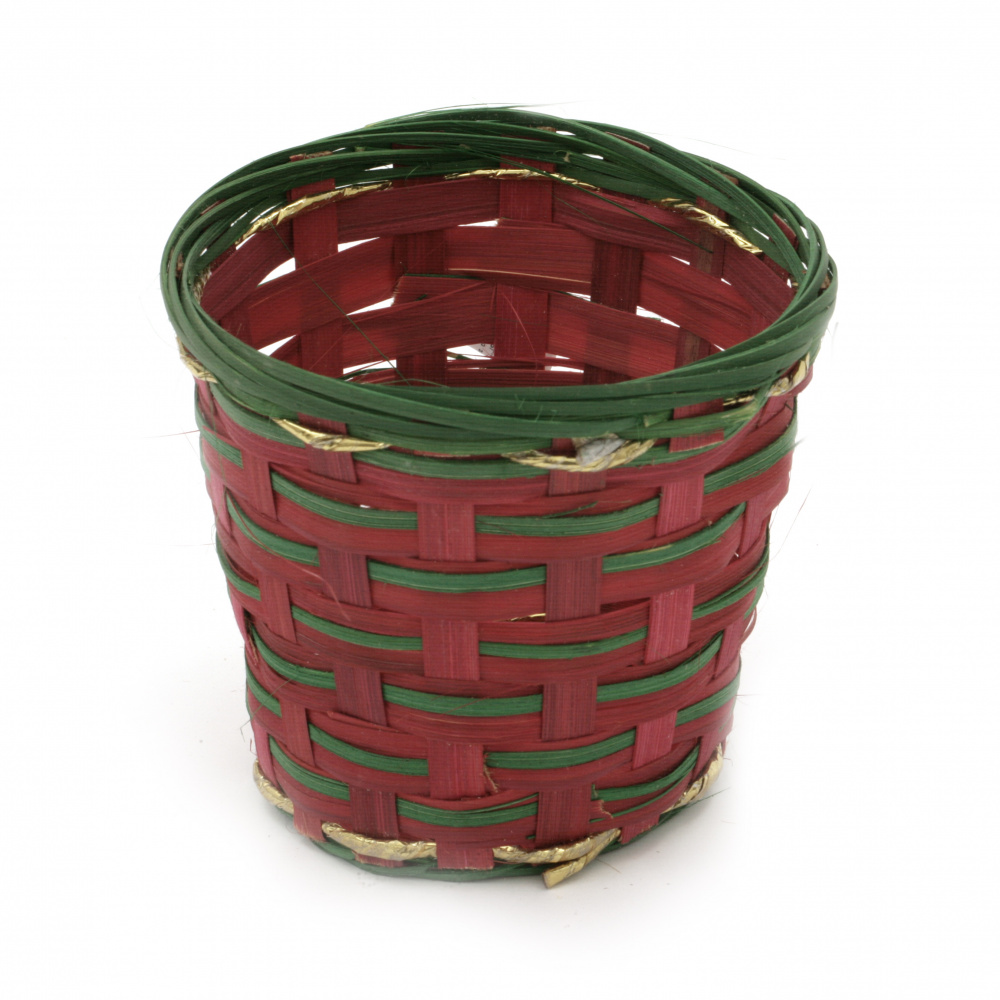 Woven Planter, Red and Green with Lame color, 95x90 mm
