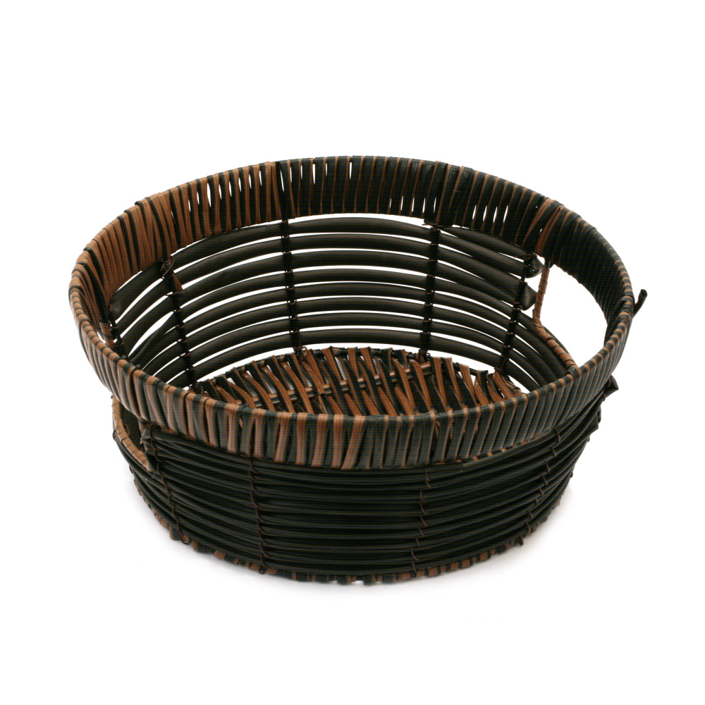 Woven Round Basket, 300x110 mm, Brown Melange