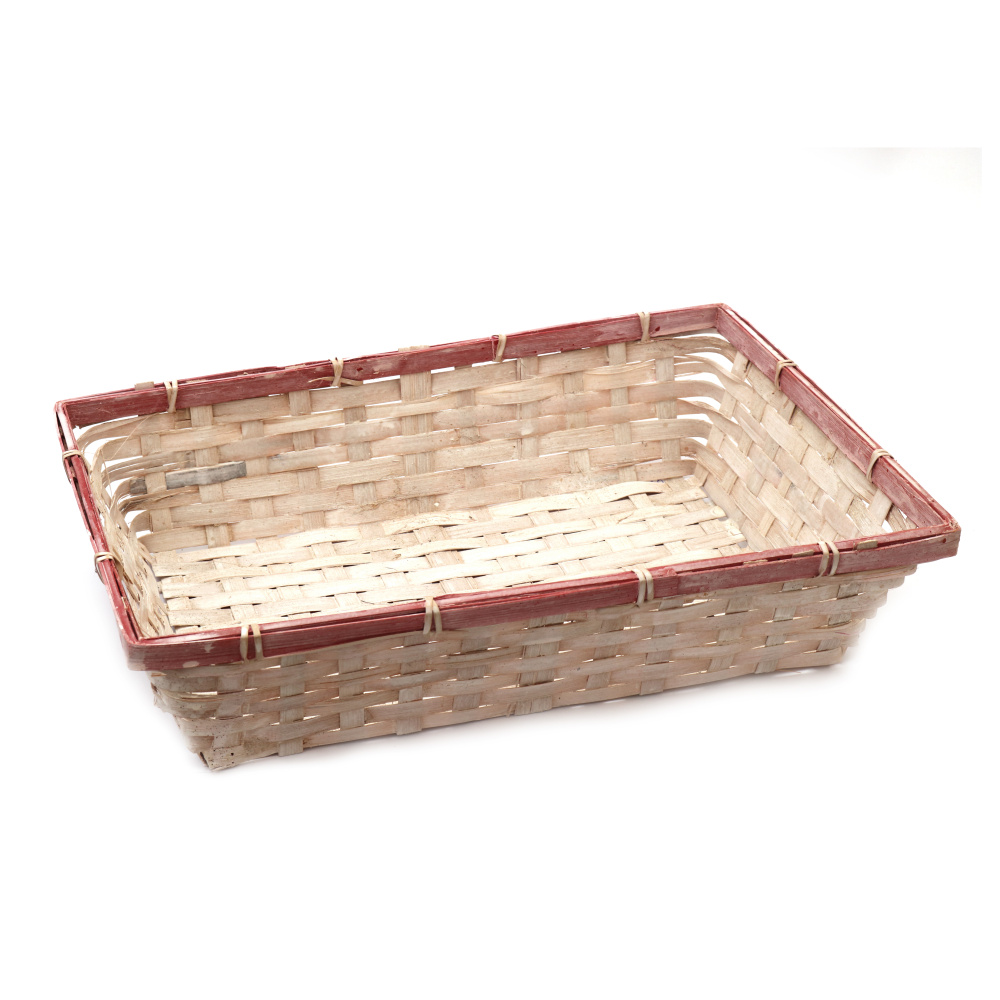Woven Basket, 375x265x90 mm, Colors: White, Pink