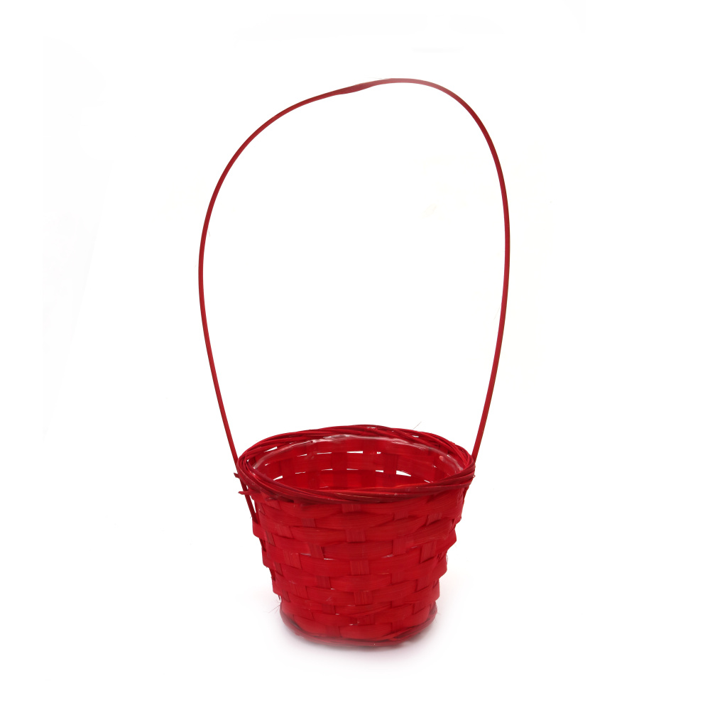 Кошница плетена с пластмасова вложка 160x100x420 мм цвят червен