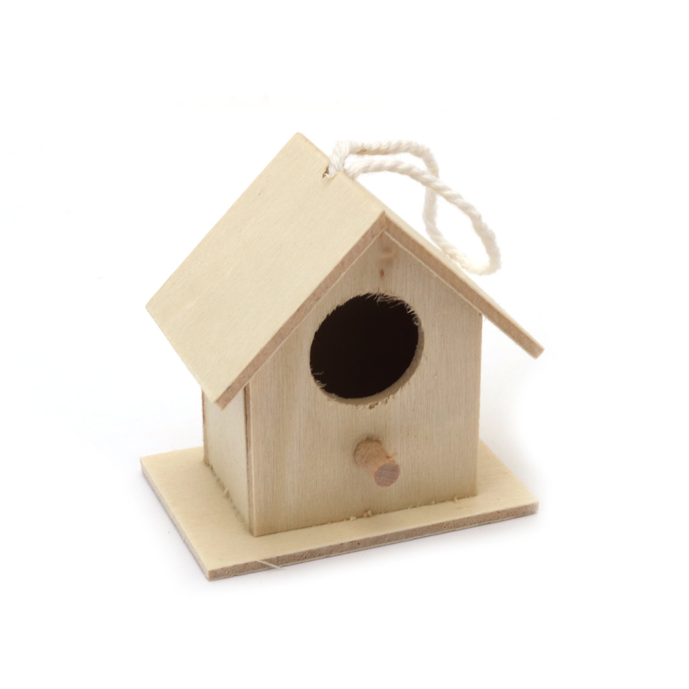 Ξύλινο σπιτάκι πουλιών 60x60x40 mm με κρεμάστρα
