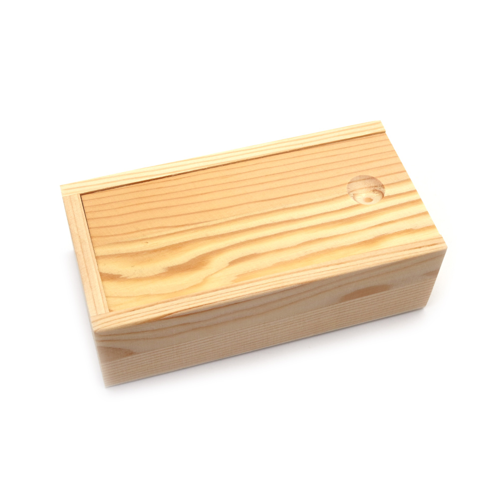 Natural Wooden Box, 145x73x46 mm Size, with Sliding Lid – Ideal for Storage, Decoration & Craft Projects