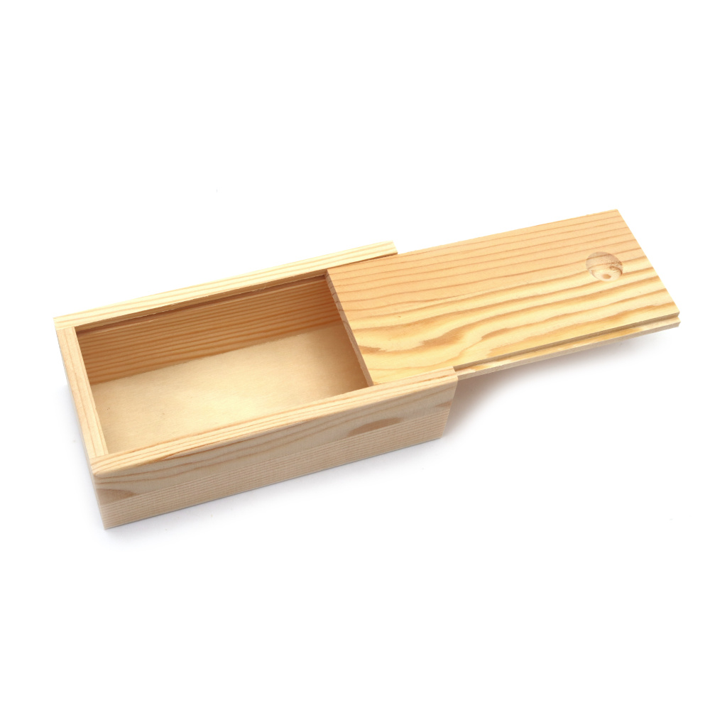 Natural Wooden Box, 145x73x46 mm Size, with Sliding Lid – Ideal for Storage, Decoration & Craft Projects