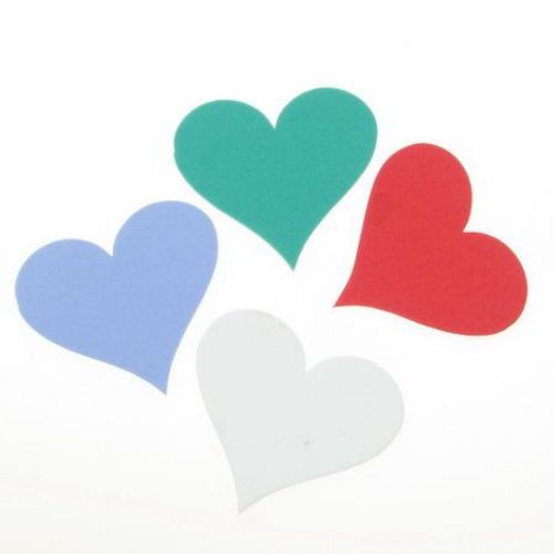Heart for Embellishment /EVA foam material/, Mix Colors  56x60x2mm - 4pcs.