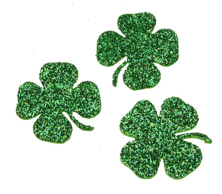 Brocade Clover with  handle for Embellishment, /EVA foam material/, green 26x2mm - 15pcs.
