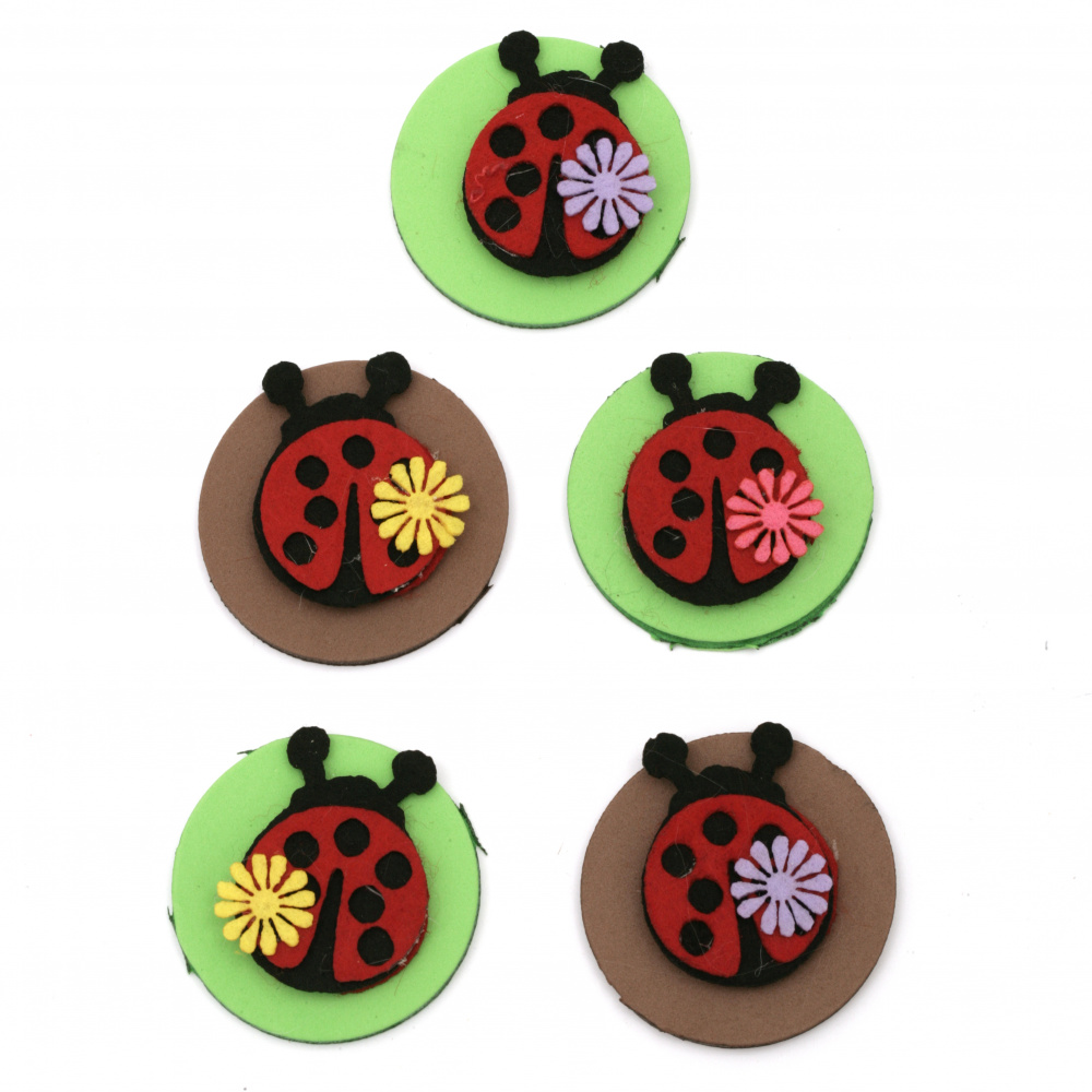 Ladybug felt 38 mm round foam / EVA material / 45 mm -5 pieces