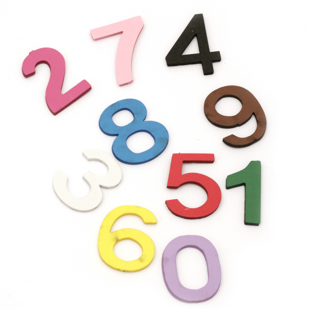 Numbers of foam /EVA foam material/    43x20~34x3 mm - mix color from 1 to 9