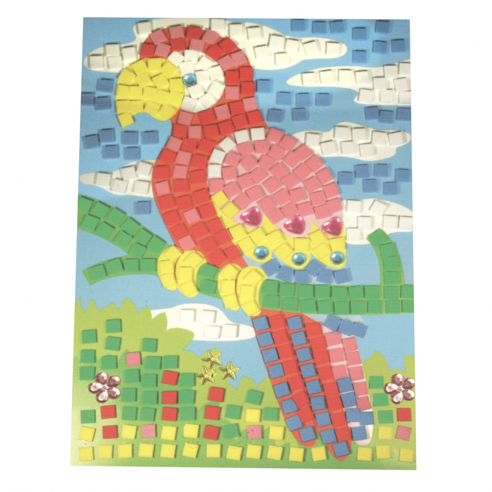 Mozaic URSUS din spumă / spumă / material EVA / 6 culori -384 elemente și 15 bucăți de pietre acrilice modele asortate