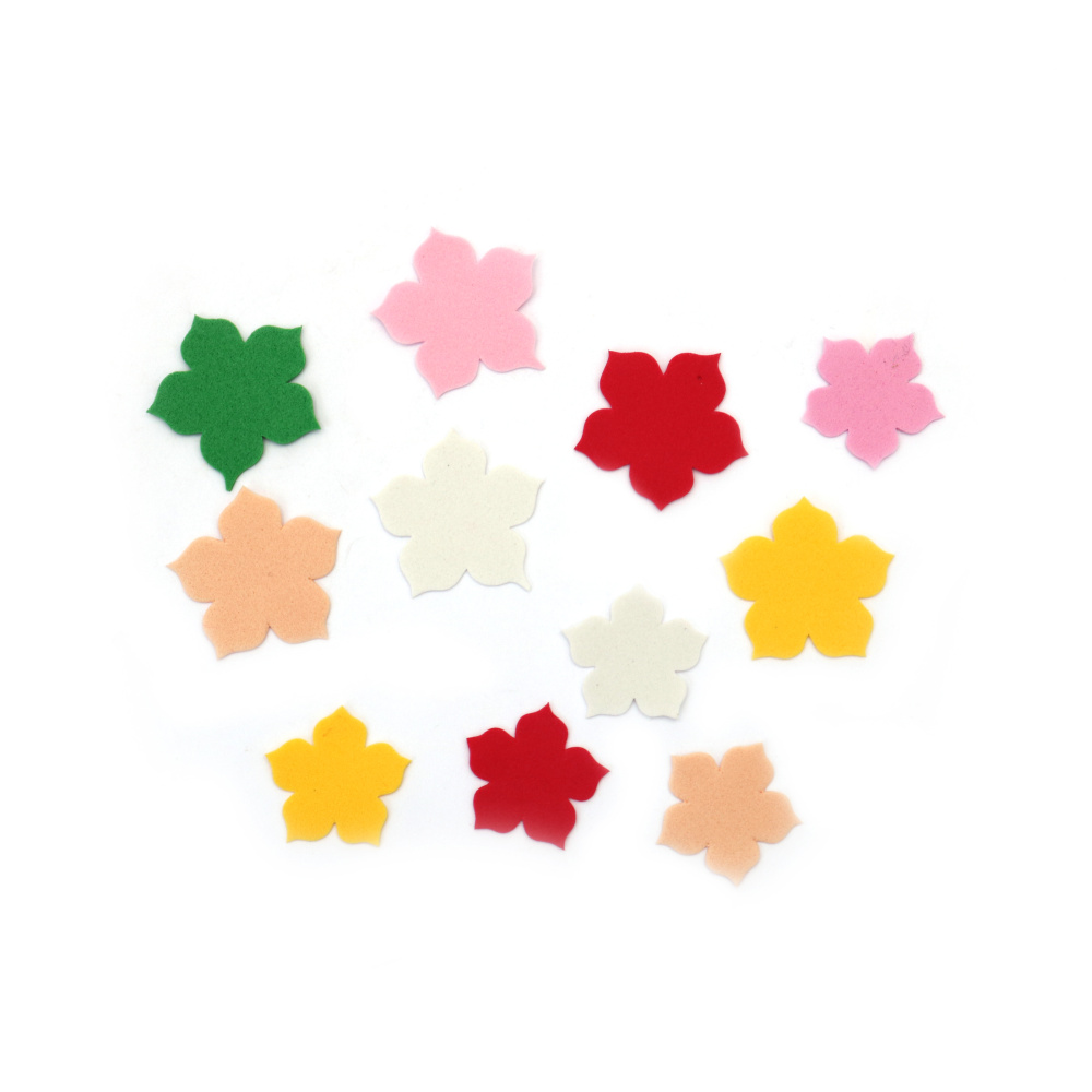 Foam Flowers, EVA Material, 0.8 mm - Set of 30 (25 Pieces of 30 mm and 5 Pieces of 25 mm), Mixed Colors