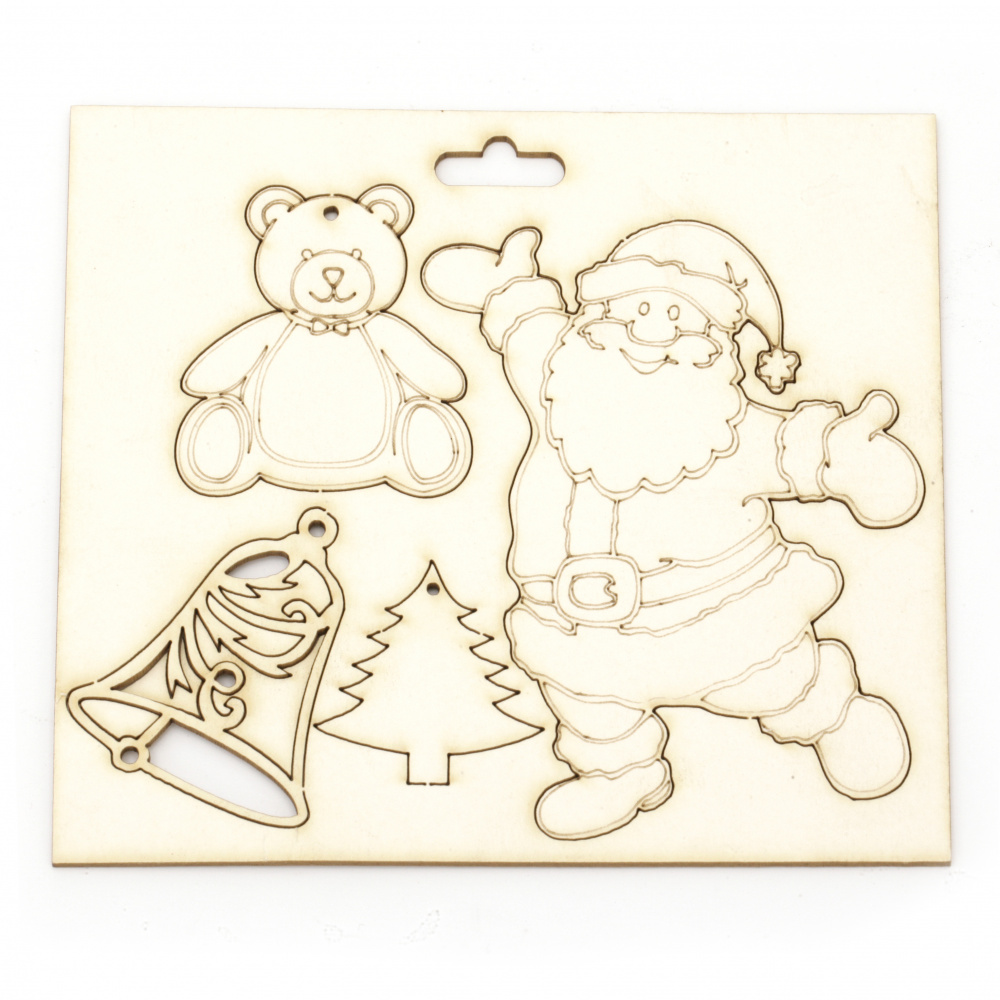 Set of Christmas Chipboard Elements / 4 Figures from 30x35 mm to 60x110 mm