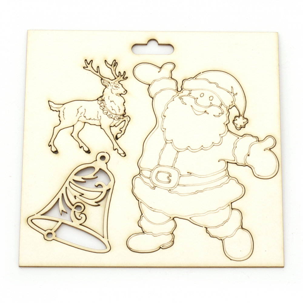 Set of Chipboard Elements / 3 Christmas Figures from 45x50 mm to 60x107 mm