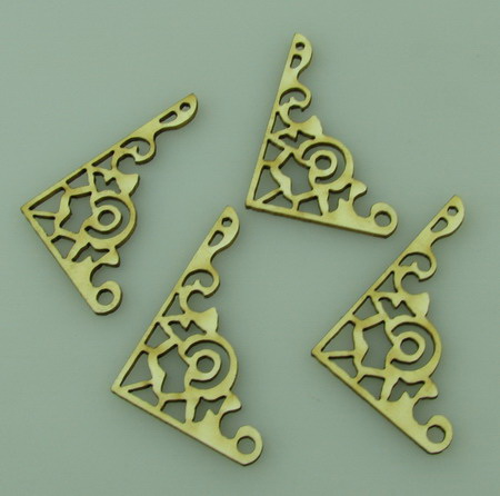 Ornamented corners of chipboard, openwork 40x25x1 mm - 4 pieces