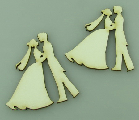 Newlyweds from chipboard for embellishment of invitations, greeting cards, albums 50x45x1 mm - 2 pieces