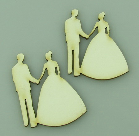 Newlyweds from chipboard for various of decorations 50x35x1 mm - 2 pieces