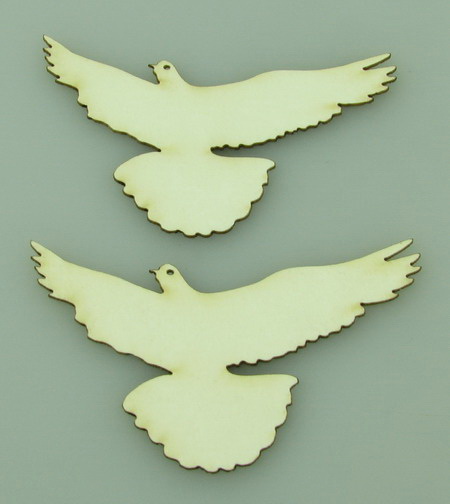 Pigeon made of chipboard for scrapbook projects, decoration of cards, frames 35x60x1 mm - 2 pieces