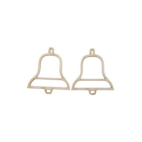 MDF Wooden decoration element bell 50 x 45 x 1 mm - 2 pieces