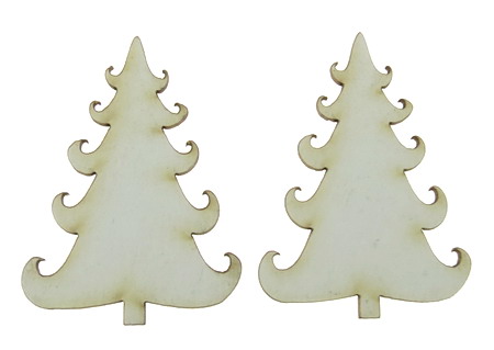 Christmas tree, decorative element made of chipboard 50x35x1 mm - 2 pieces