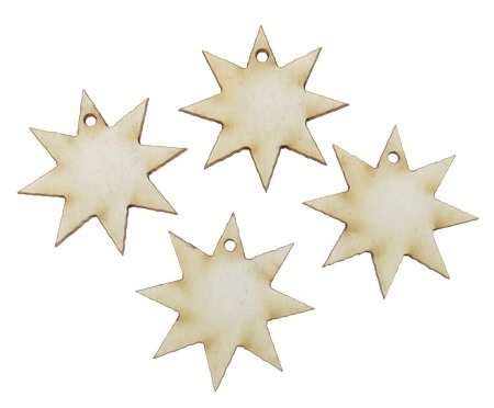 Star of chipboard for party decorations 40x40x1 mm - 10 pieces