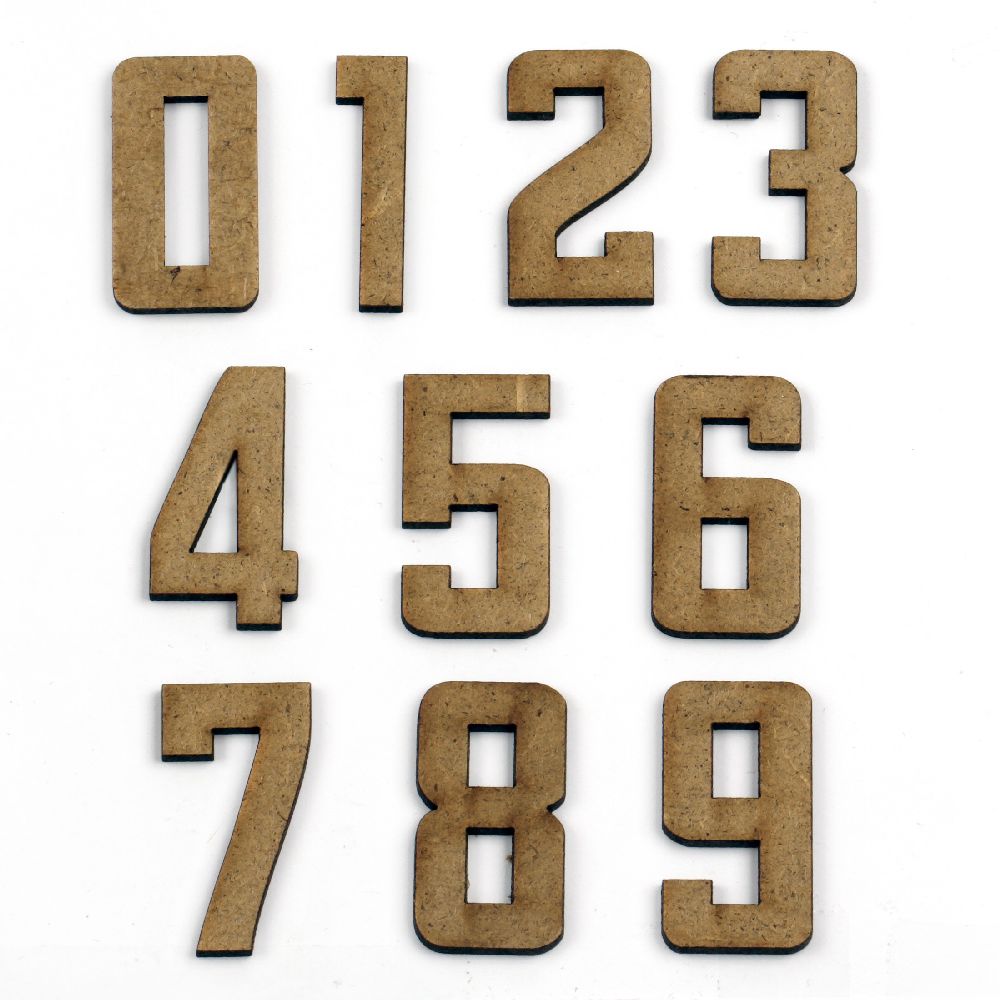 MDF Wooden decoration element numbers 40 x 20 x 2 mm