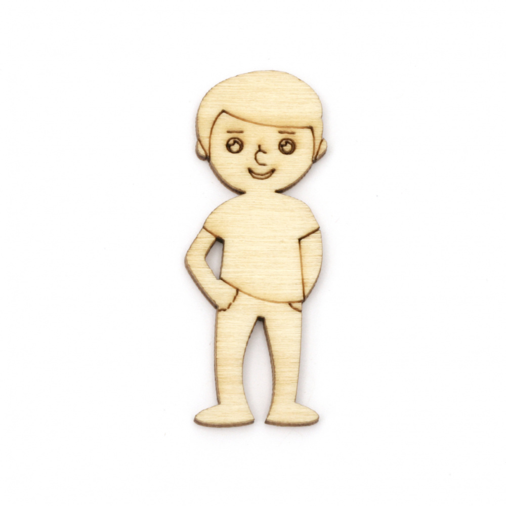 Wooden figurines boy for decoration 50x19x2 mm -10 pieces