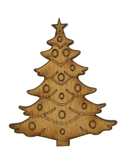 DIY Wooden embellishment fir tree 68x4 mm - 1 pc