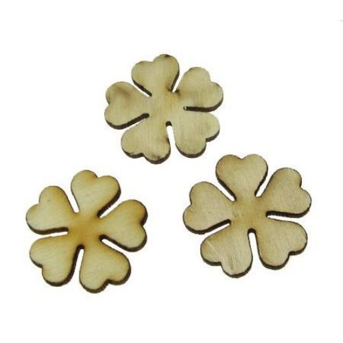 Wooden flower figurine for decoration 30x3 mm.- 10 pieces