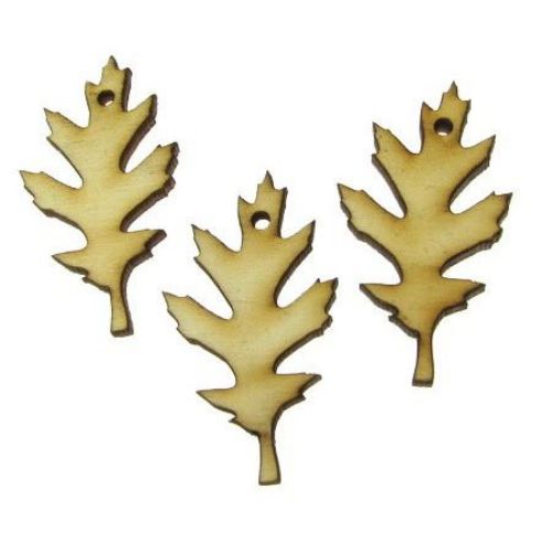 DIY Wooden embellishments leaf 45 x25x3 mm - 10 pieces