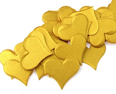 Pearl Paper Hearts, Golden Color, 17x20mm, 100 pcs
