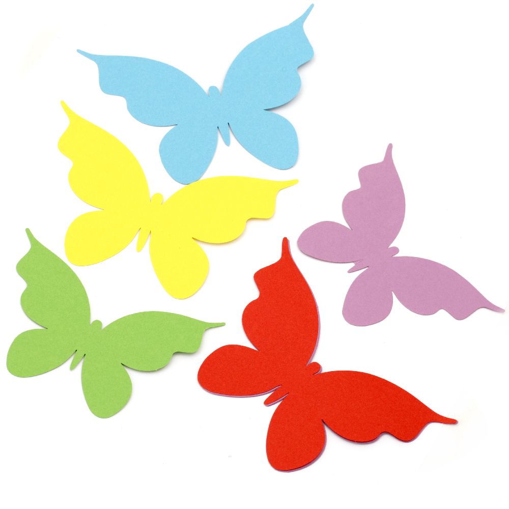 Пеперуда за декорация хартия АСОРТЕ цветове -10 броя 14x10 см, 10 броя 12x9 см