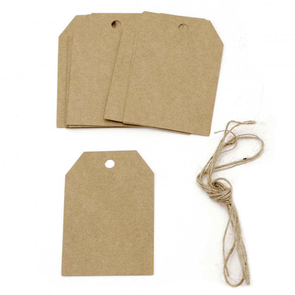 Kraft Cardboard Tags with jute cord 5.8x8.5 cm -12 pieces